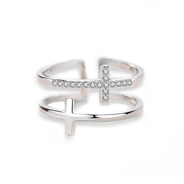 Stylish Zircon Cross Ring