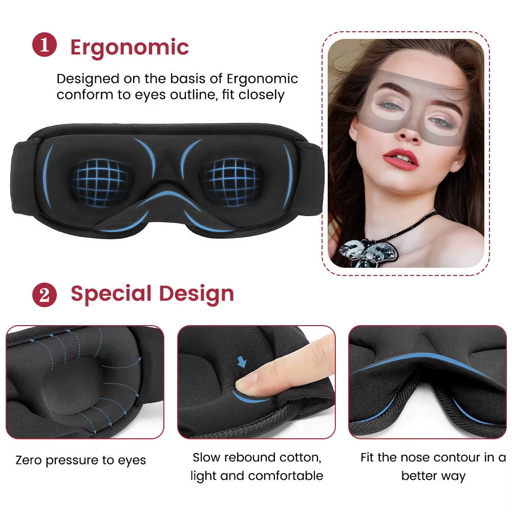 3D Sleeping Mask Block Out Light Sleep Mask for Eyes Soft Sleeping Aid Eye Mask for Travel Eyeshade Night Breathable Slaapmasker