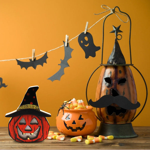 Spooky Wooden Pumpkin Light