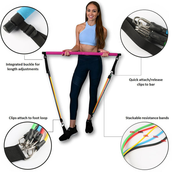 Portable Pilates Fitness Bar Kit