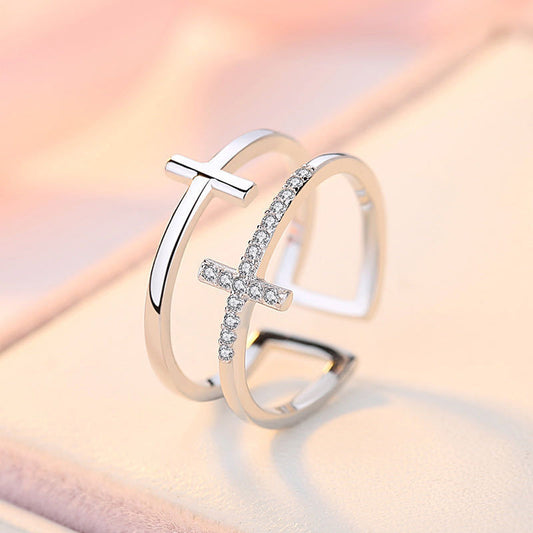 Stylish Zircon Cross Ring
