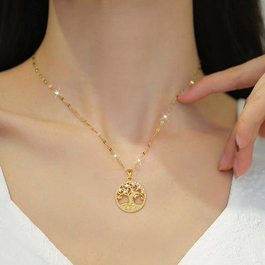 Gold-plated Micro-inlaid Cross-border Necklace